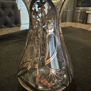 Glass Vase with Sterling Silver Overlay
